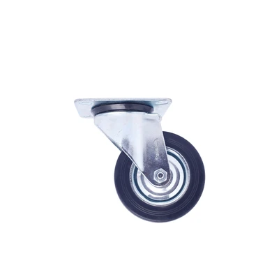 Gambar Krisbow Roda Troli Karet Swivel 10 cm - Hitam