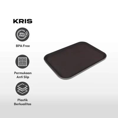 Gambar Kris Nampan Saji Plastik Anti Slip 30.5x41.5 cm - Cokelat Tua