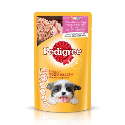 Gambar Pedigree 130 Gr Makanan Anjing Basah Puppy Chicken In Gravy Pouch