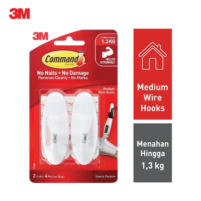 Gambar 3m Command Gantungan Dinding Serbaguna Medium Wire Hooks 17068anz