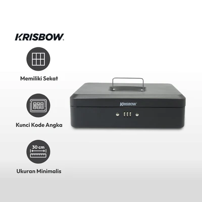 Gambar Krisbow Cash Box Dengan Nomor Kombinasi 30 Cm - Hitam