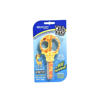 Gambar Westcott Wild Ones Gunting Anak Giraffe Stretch - Oranye/Kuning