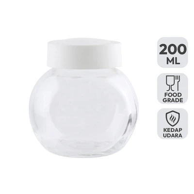 Gambar Kris Tempat Bumbu Dapur Kaca 200 ml Transparan - Putih