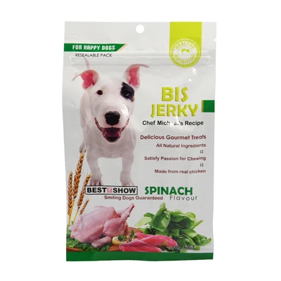 Gambar Best In Show Camilan Anjing Bis Jerky Spinach 70 gr