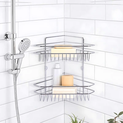 Gambar Stora Rak Sudut Kamar Mandi 2 Tingkat Shower Caddy