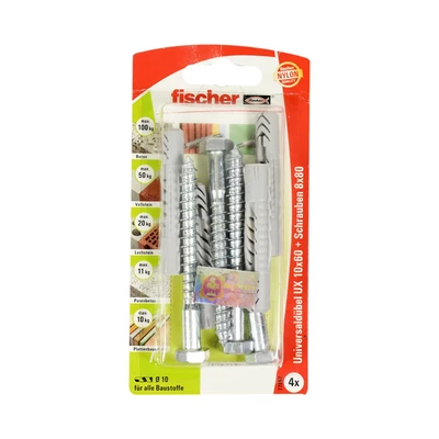 Gambar Fischer Set Sekrup Nylon Ux10X60 4 Pcs