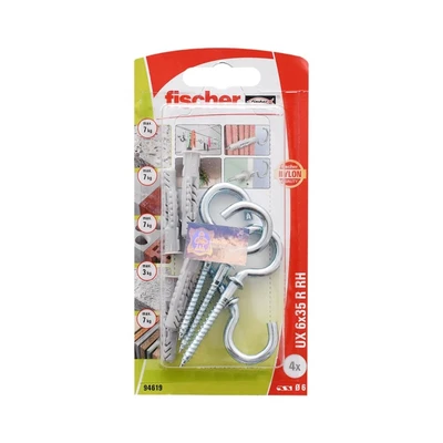 Gambar Fischer Set Sekrup Mata Kait Nylon 6X35 mm 4 Pcs