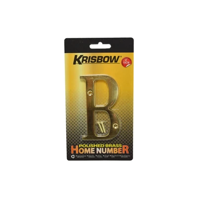 Gambar Krisbow Huruf Rumah B Polish Brass 10 cm