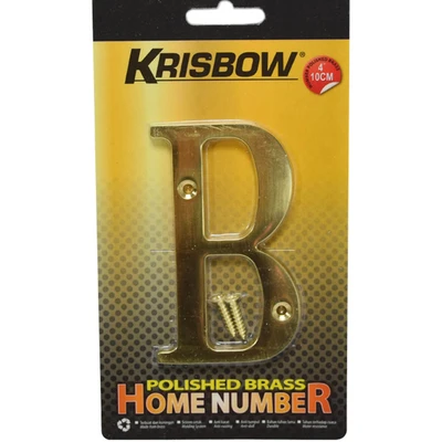 Gambar Krisbow Huruf Rumah B Polish Brass 10 cm