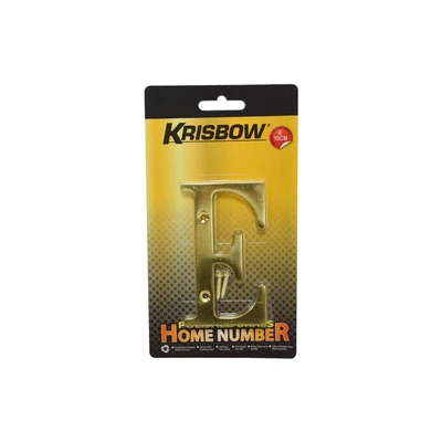 Gambar Krisbow Huruf Rumah E Polish Brass 10 cm