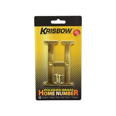 Gambar Krisbow Huruf Rumah H Polish Brass 10 cm