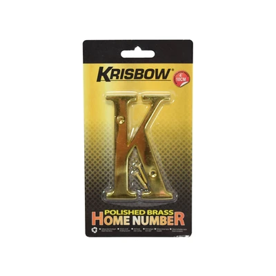Gambar Krisbow Huruf Rumah K Polish Brass 10 cm