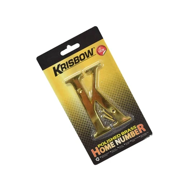 Gambar Krisbow Huruf Rumah K Polish Brass 10 cm
