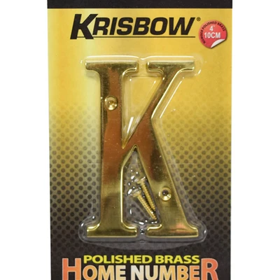 Gambar Krisbow Huruf Rumah K Polish Brass 10 cm
