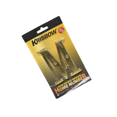 Gambar Krisbow Huruf Rumah M Polish Brass 10 cm