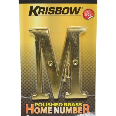 Gambar Krisbow Huruf Rumah M Polish Brass 10 cm