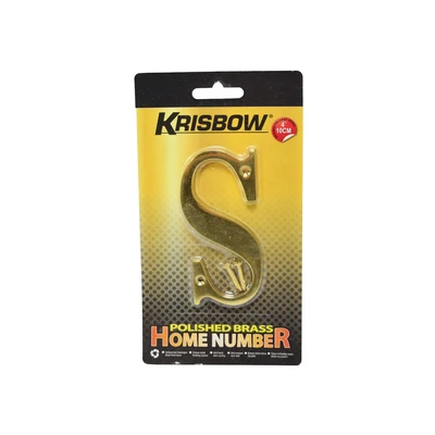 Gambar Krisbow Huruf Rumah S Polish Brass 10 cm