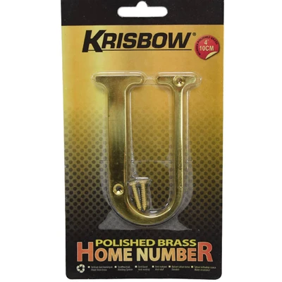 Gambar Krisbow Huruf Rumah U Polish Brass 10 cm