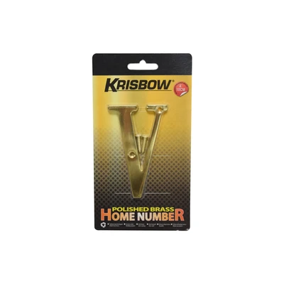Gambar Krisbow Huruf Rumah V Polish Brass 10 cm