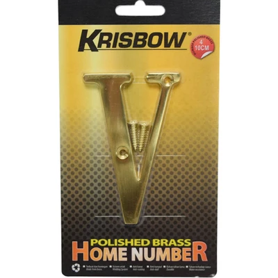 Gambar Krisbow Huruf Rumah V Polish Brass 10 cm