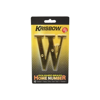Gambar Krisbow Huruf Rumah W Polish Brass 10 cm
