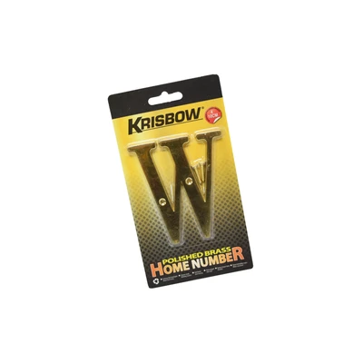 Gambar Krisbow Huruf Rumah W Polish Brass 10 cm