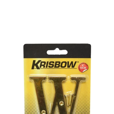 Gambar Krisbow Huruf Rumah W Polish Brass 10 cm