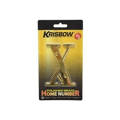 Gambar Krisbow Huruf Rumah x Polish Brass 10 cm
