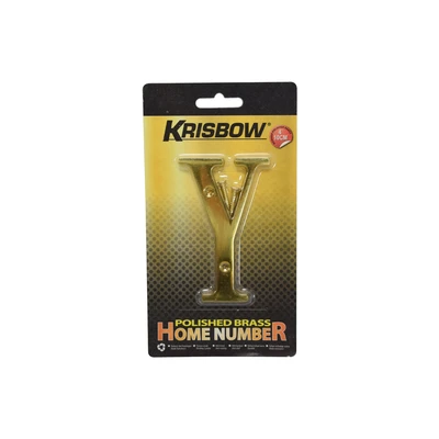 Gambar Krisbow Huruf Rumah Y Polish Brass 10 cm