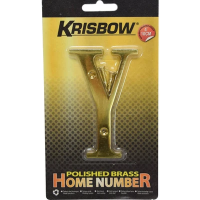 Gambar Krisbow Huruf Rumah Y Polish Brass 10 cm