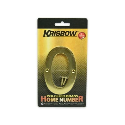 Gambar Krisbow Nomor Rumah 0 Polish Brass 10 cm