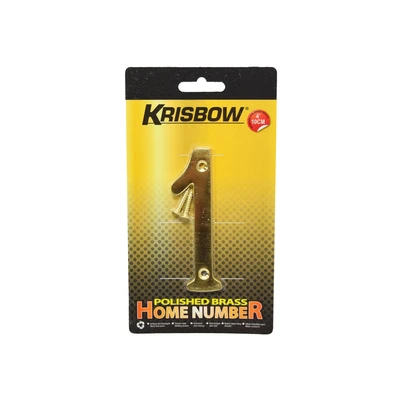 Gambar Krisbow Nomor Rumah 1 Polish Brass 10 cm