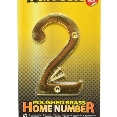 Gambar Krisbow Nomor Rumah 2 Polish Brass 10 cm