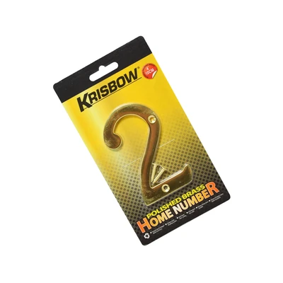 Gambar Krisbow Nomor Rumah 2 Polish Brass 10 cm