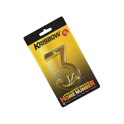 Gambar Krisbow Nomor Rumah 3 Polish Brass 10 cm