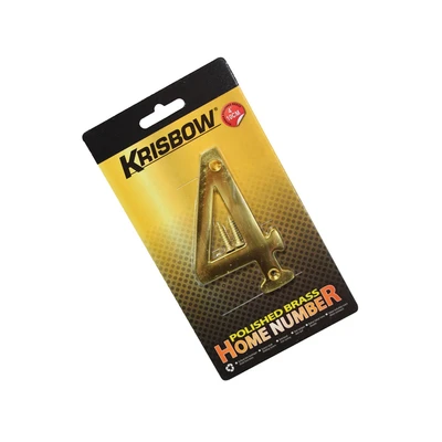 Gambar Krisbow Nomor Rumah 4 Polish Brass 10 cm