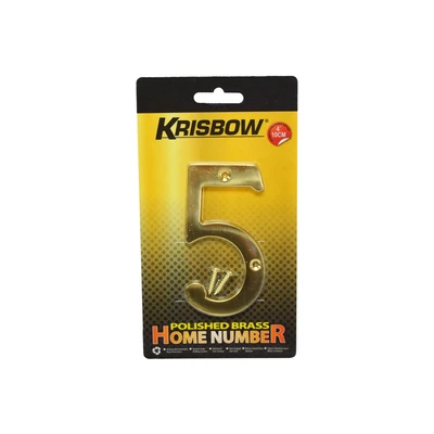 Gambar Krisbow Nomor Rumah 5 Polish Brass 10 cm