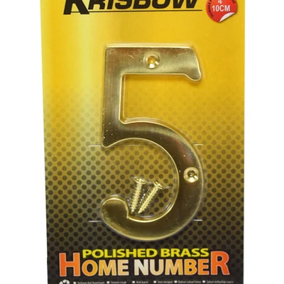 Gambar Krisbow Nomor Rumah 5 Polish Brass 10 cm