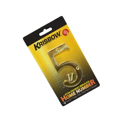 Gambar Krisbow Nomor Rumah 5 Polish Brass 10 cm
