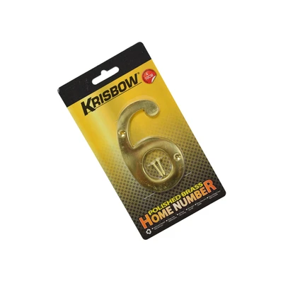 Gambar Krisbow Nomor Rumah 6 Polish Brass 10 cm