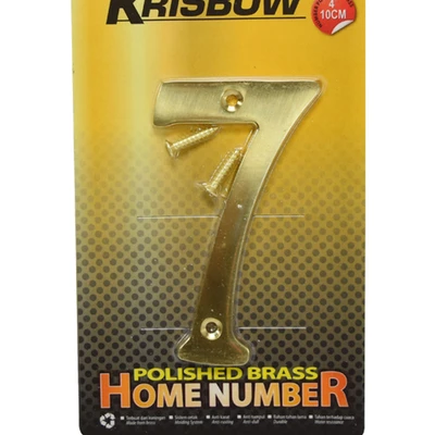 Gambar Krisbow Nomor Rumah 7 Polish Brass 10 cm