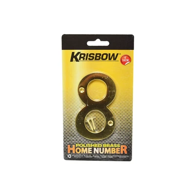 Gambar Krisbow Nomor Rumah 8 Polish Brass 10 cm