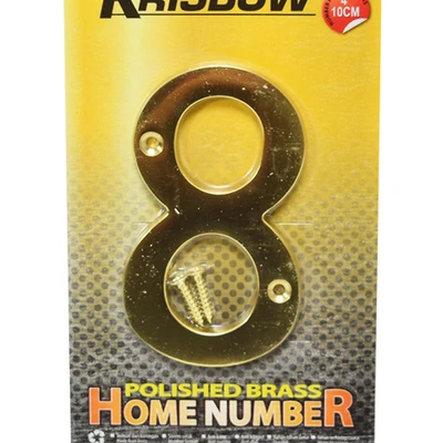 Gambar Krisbow Nomor Rumah 8 Polish Brass 10 cm