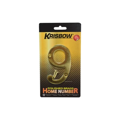 Gambar Krisbow Nomor Rumah 9 Polish Brass 10 cm