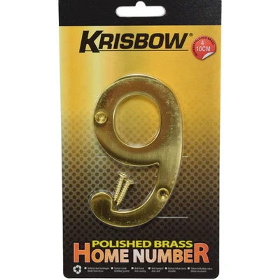 Gambar Krisbow Nomor Rumah 9 Polish Brass 10 cm