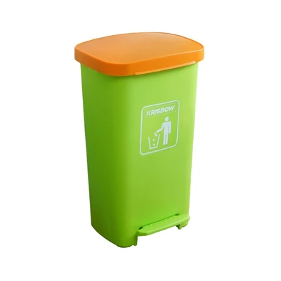 Gambar Krisbow Tempat Sampah Pedal Plastik 50 Liter - Hijau/Oranye