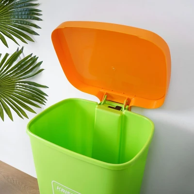 Gambar Krisbow Tempat Sampah Pedal Plastik 50 Liter - Hijau/Oranye