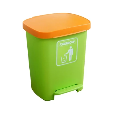 Gambar Krisbow Tempat Sampah Pedal Plastik 30 Liter - Hijau/Oranye