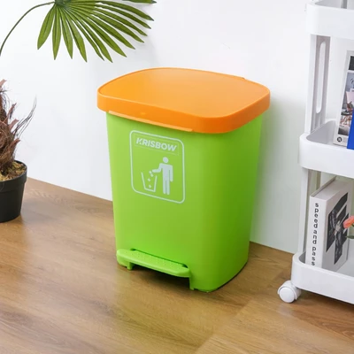 Gambar Krisbow Tempat Sampah Pedal Plastik 30 Liter - Hijau/Oranye