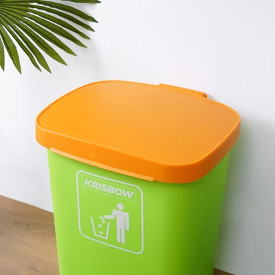 Gambar Krisbow Tempat Sampah Pedal Plastik 30 Liter - Hijau/Oranye
